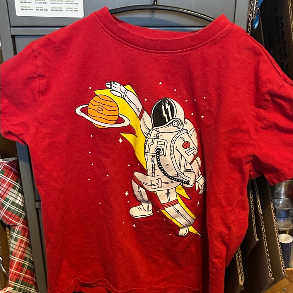 Space Adventure Red Kids T-Shirt Brooklyn Vertical Size XL